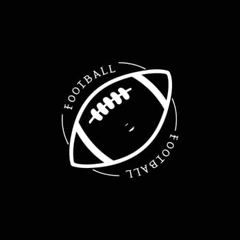 American football art silhouette logo design black and white vector