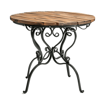 Wooden black iron table isolated on transparent background png