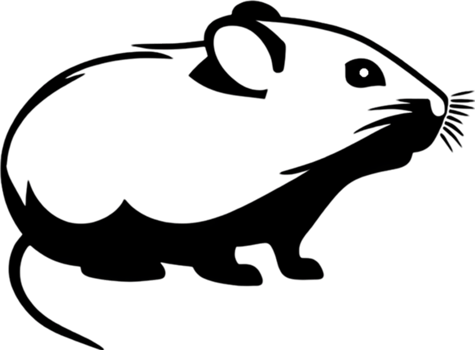 Adorable black stencil hamster, cute pet companion. AI-generated. png