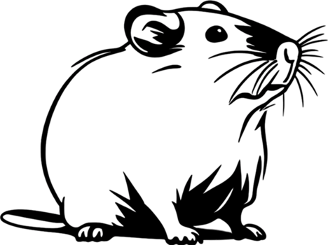 Adorable black stencil hamster, cute pet companion. AI-generated. png