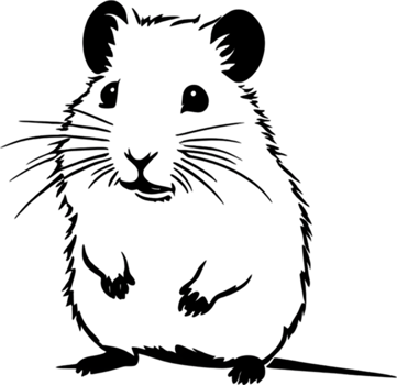 Adorable black stencil hamster, cute pet companion. AI-generated. png