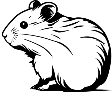 Adorable black stencil hamster, cute pet companion. AI-generated. png