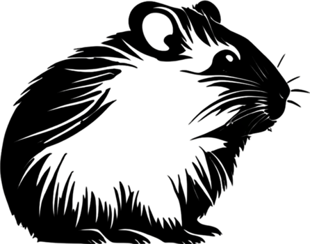 Adorable black stencil hamster, cute pet companion. AI-generated. png