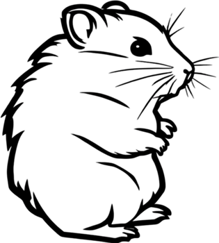 Adorable black stencil hamster, cute pet companion. AI-generated. png