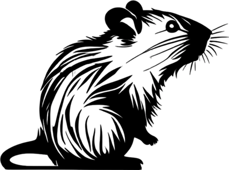 Adorable black stencil hamster, cute pet companion. AI-generated. png