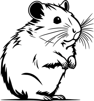Adorable black stencil hamster, cute pet companion. AI-generated. png