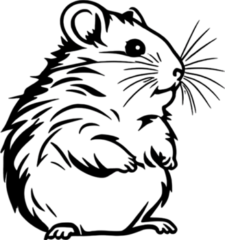 Adorable black stencil hamster, cute pet companion. AI-generated. png