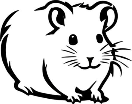 Adorable black stencil hamster, cute pet companion. AI-generated. png