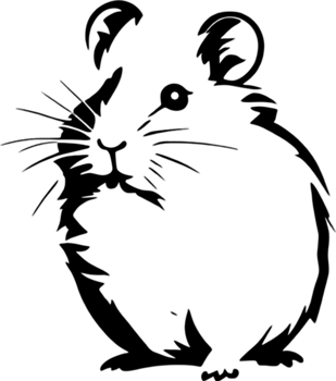 Adorable black stencil hamster, cute pet companion. AI-generated. png