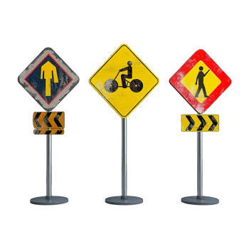 Road sign isolated on a transparent background png