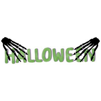 Label halloween with hand bone png