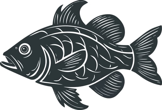 Black White Fish Art Silhouette Illustration vector