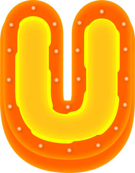Lettering 3D Cinema light Alphabet U png