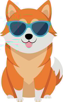 Akita shibainu dog wear sunglass illustration vector