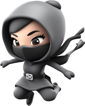 Adorable cartoon ninja sneaks into hearts with playful charm. AI-generated. png