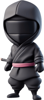Adorable cartoon ninja sneaks into hearts with playful charm. AI-generated. png
