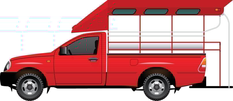 Flat cars set. Taxi and minivan, cabriolet and pickup. Bus and suv, truck. Urban, city cars and vehicles transport flat icons. Cabriolet and truck, car and bus, automobile pickup illustration vector
