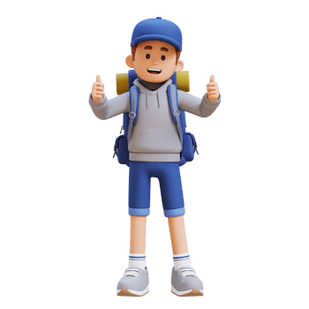 3D Traveller Character Giving Thumbs Up Pose png
