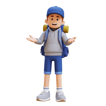 3D Traveller Character Communication Pose png
