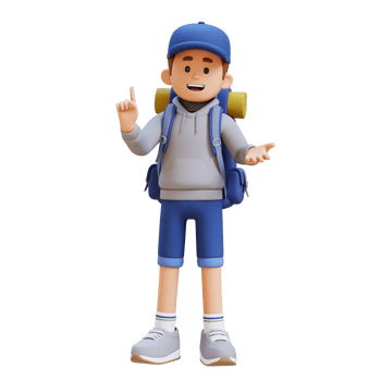 3D Traveller Character Explaining Pose png