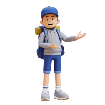3D Traveller Character Presenting to the Left Pose png