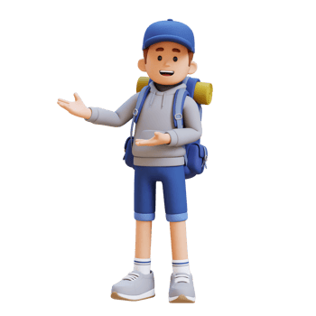 3D Traveller Character Presenting to the Right Pose png