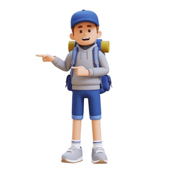 3D Traveller Character Pointing to the Right Pose png