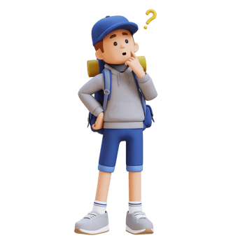 3D Traveller Character Confused and Thinking Pose png