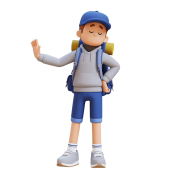 3D Traveller Character in Stop Refusal Pose png