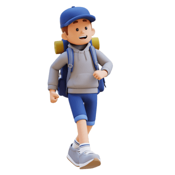 3D Traveller Character Walking with Confident png