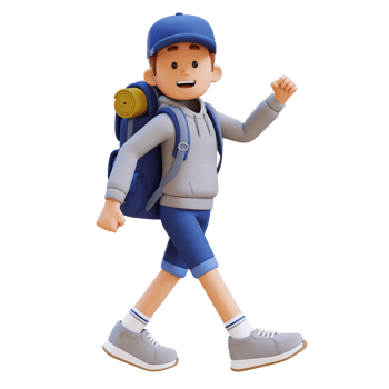 3D Traveller Character Walking with Confident png