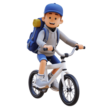 3D Traveller Character Riding Bicycle png