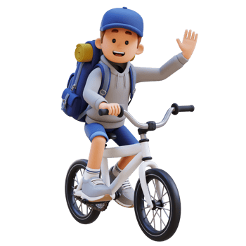 3D Traveller Character Riding Bicycle png