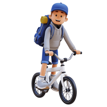 3D Traveller Character Riding Bicycle png