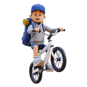 3D Traveller Character Riding Bicycle png