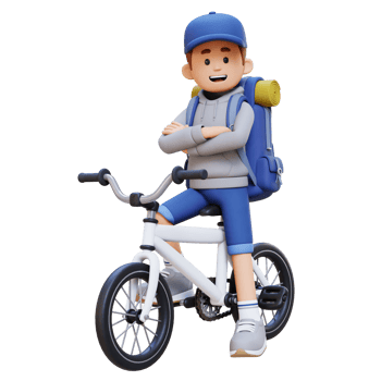 3D Traveller Character Riding Bicycle png