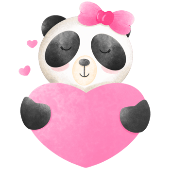 Panda Valentine's bay png