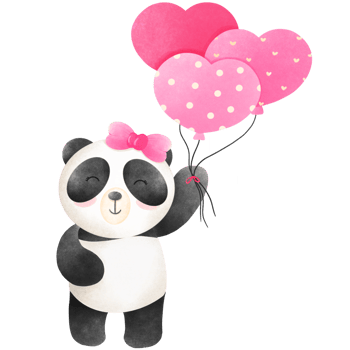 Panda Valentine's bay png