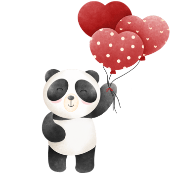 Panda Valentine's bay png
