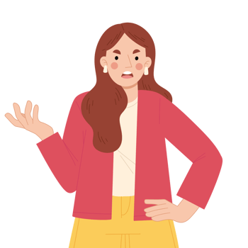Woman with angry expression cartoon illustration png
