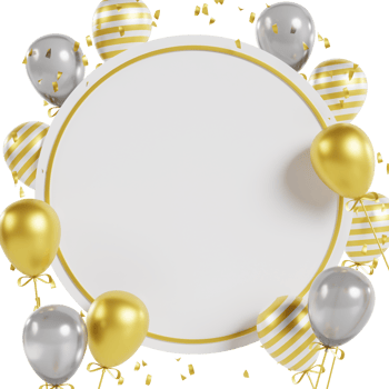 3D illustration of birthday party or celebration decoration abstract golden pretty balloons abstract png