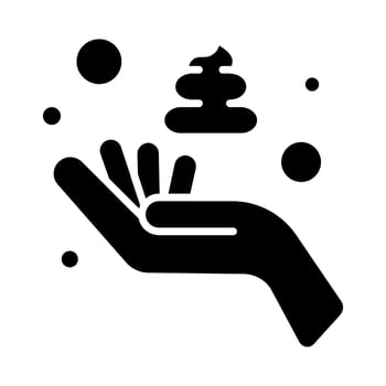 Hand with foam line icon. Skincare, hygiene, wash, cleansing, hand, foam, soap, cleanliness, palm, bubbles, lather, washing, sanitizing, personal care, hand wash, skin care, cleaning, hygiene vector