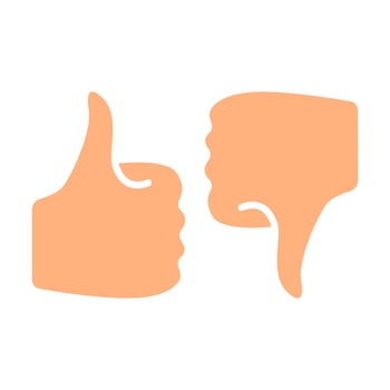 Thumbs up and thumbs down line icon. Approval, disapproval, feedback, like, dislike, rating, evaluation, choice, decision, opinion, judgment, assessment, review, agree, disagree, vote, expression vector