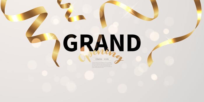 Design your opening card with ribbon. illustration Beautiful business banner template vector