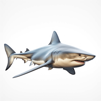 a realistic shark on a transparent background png