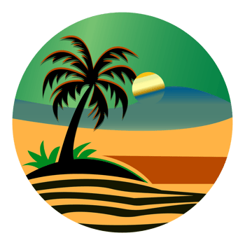 tropical palm tree on the beach with a sunset png