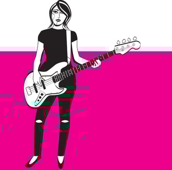 A bass player girl vector