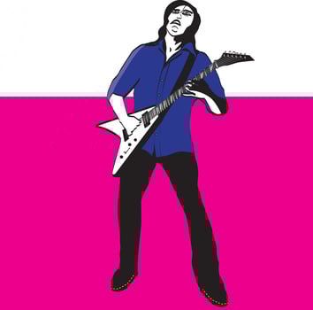 A boy playing electric guitar vector