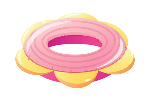 isolated cartoon pink inflatable ring for swimming. vector