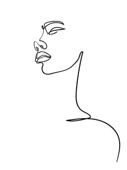 Continuous line drawing of Portrait of a Beautiful Woman's. Minimalism vector